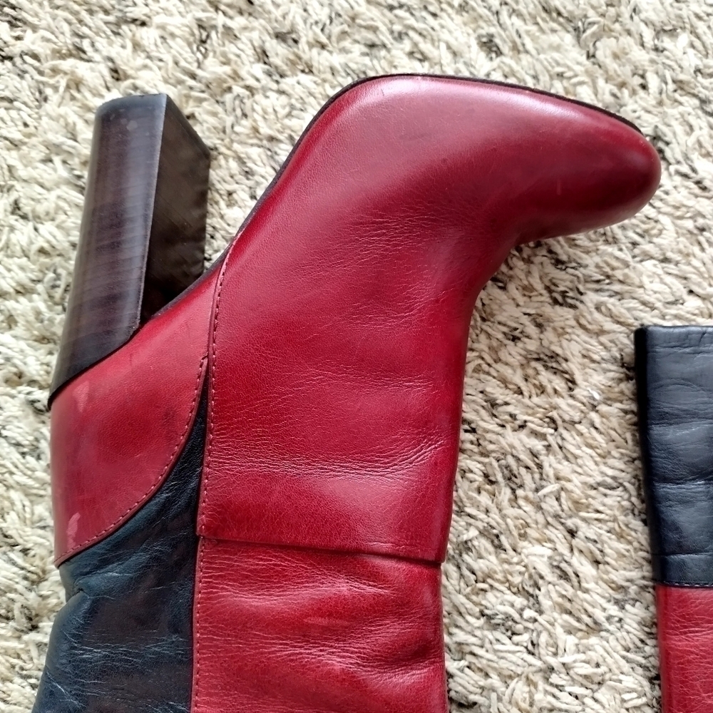 Tory Burch Two Tone Color Block Leather Alicia Mid Calf Boots sz 7 - Picture 8 of 10